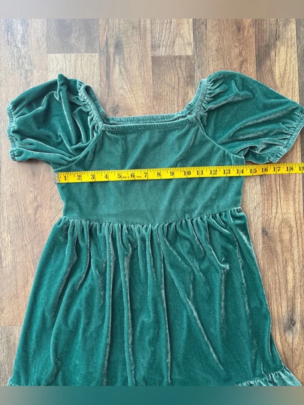 Carters Green Velour Christmas Holiday Short Sleeve Dress size 14